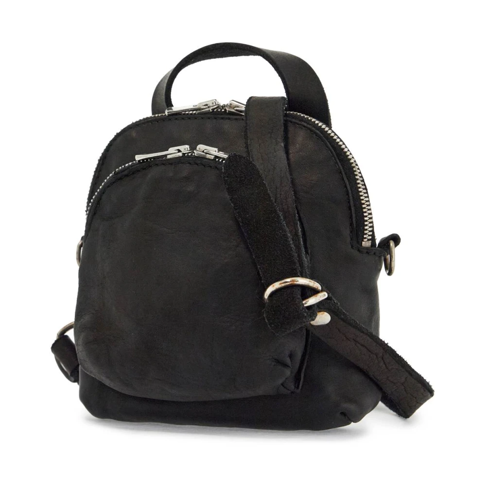 Guidi Zwarte leren mini-rugzak Black Heren