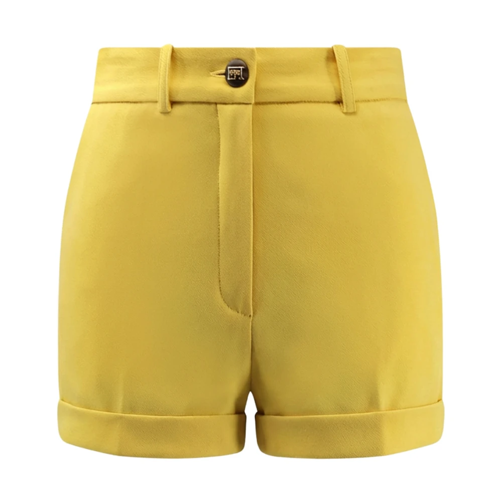 Elisabetta Franchi Women's Yellow Lightweight Crepe Shorts - Short Shorts - L - Shorts