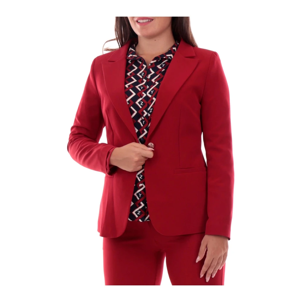 YES ZEE Slim Fit Single-Breasted Dames Blazer Red Dames