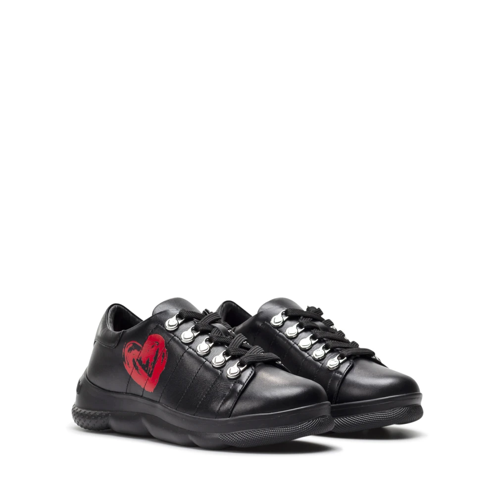 Love Moschino Zwarte leren sneakers Dames Schoenen