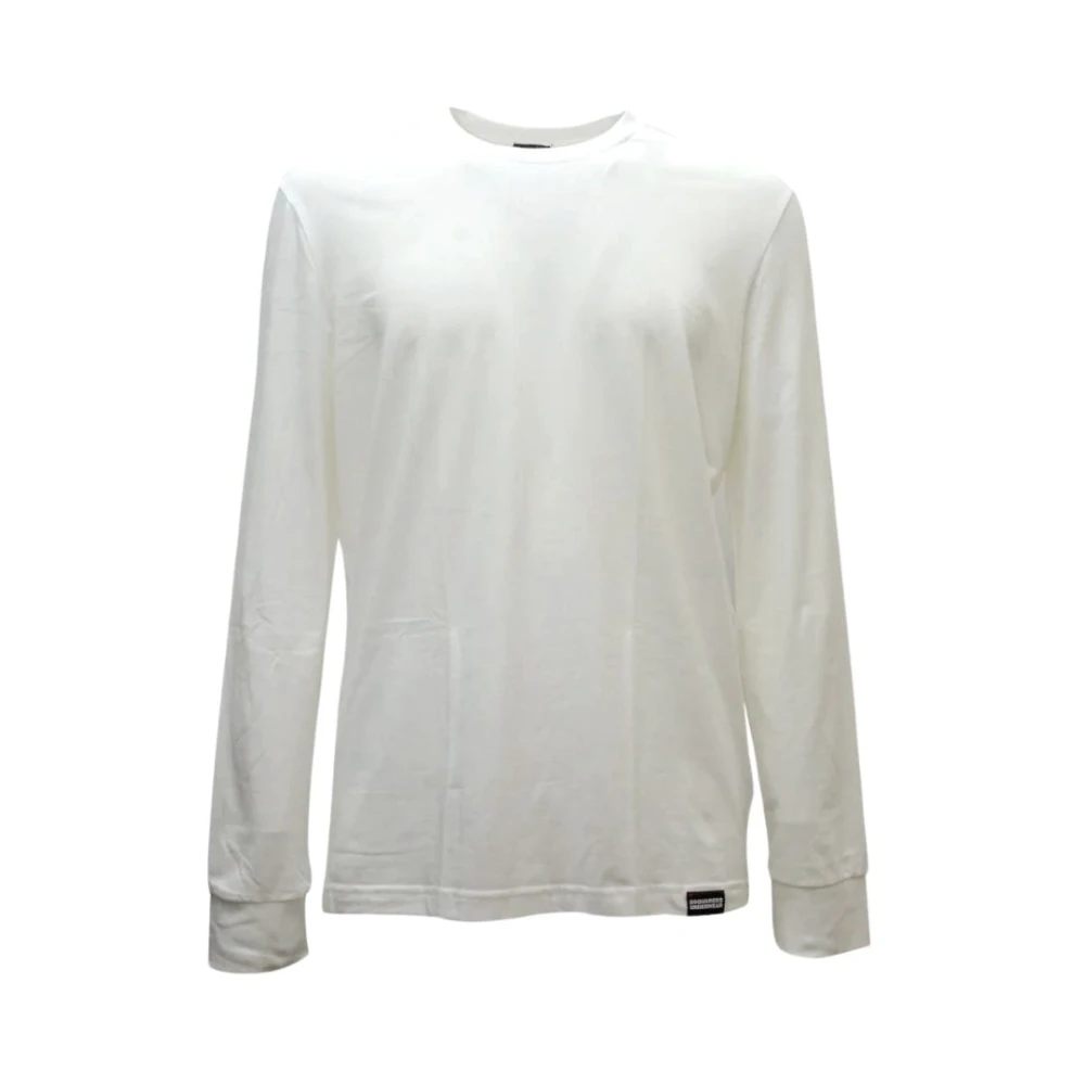 Dsquared2 Witte T-shirt met lange mouwen en logo White Heren