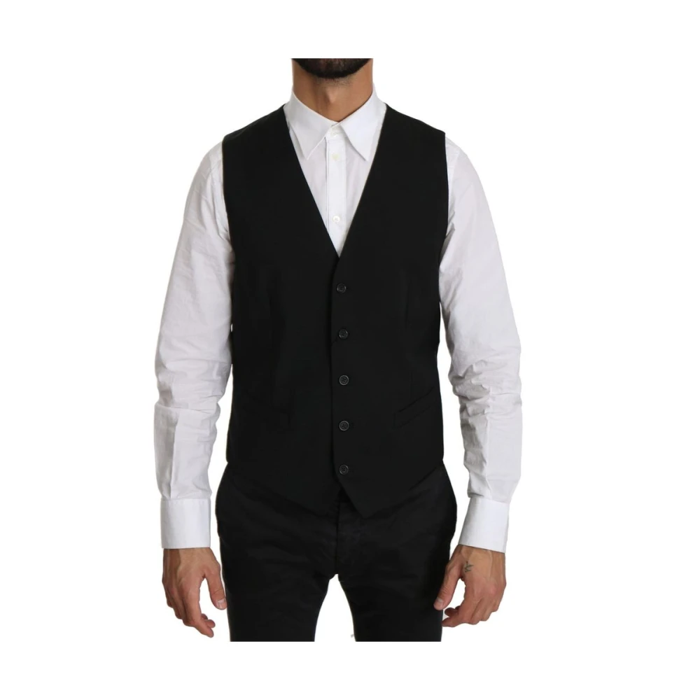 Dolce & Gabbana Klassiek Zwart Wol Formeel Jurk Vest Black Heren