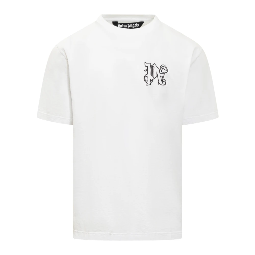 Palm Angels Monogram Logo Crew Neck T-Shirt White Heren