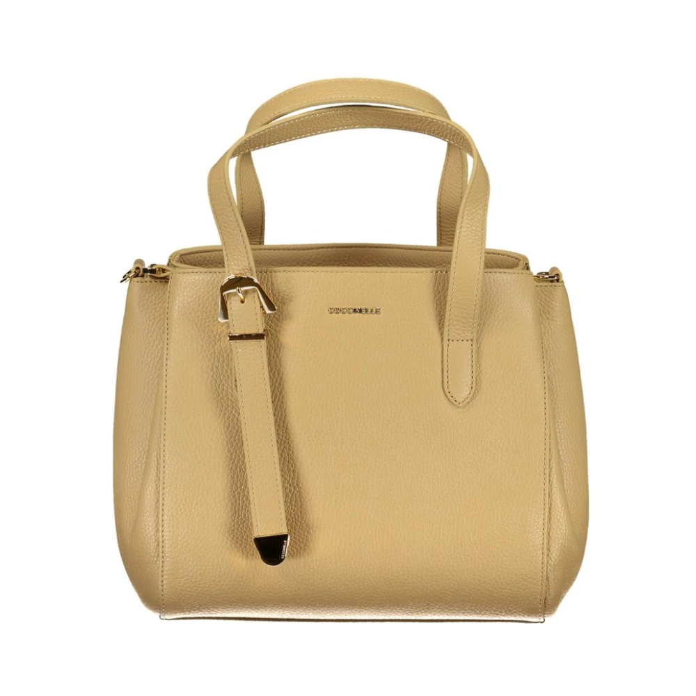 Coccinelle Beige Leren Handtas met Verstelbare Schouderband Beige Dames