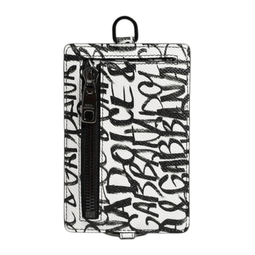 Dolce & Gabbana Logo Print Leren Kaarthouder Portemonnee White Heren