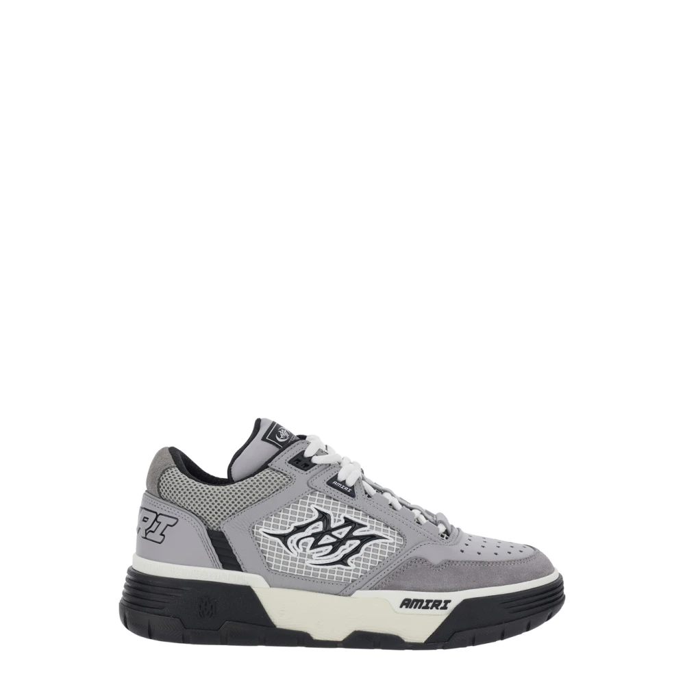 Amiri Grijze Sneakers met Contrasterende Details en Rubberen Zool in Leer Heren Heren Schoenen Grijs