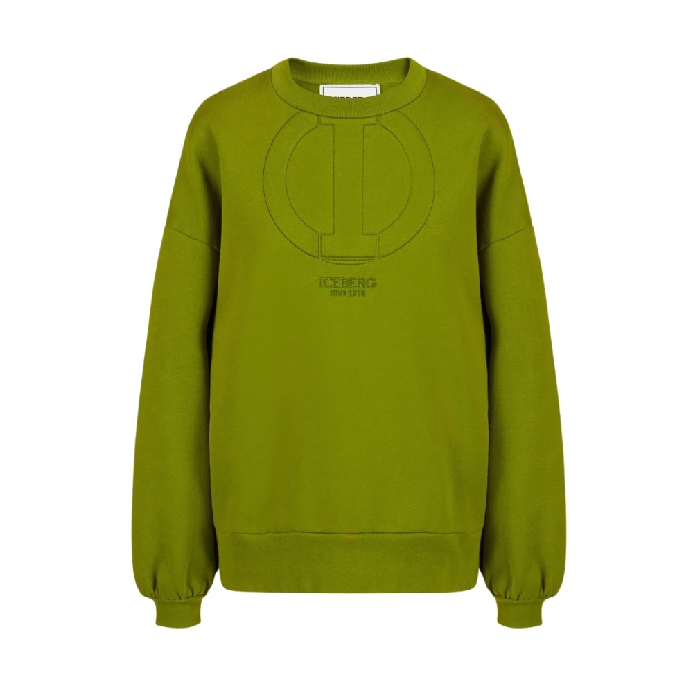 Iceberg Technische Katoenen Sweatshirt met Ingedrukt Monogram Green Dames