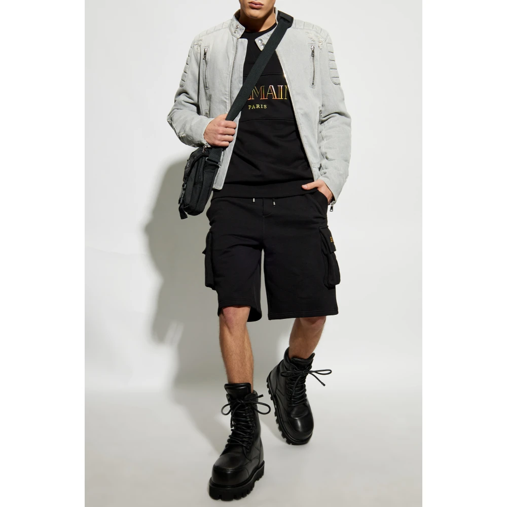 Balmain Denim Jack met Vintage Effect Gray Heren