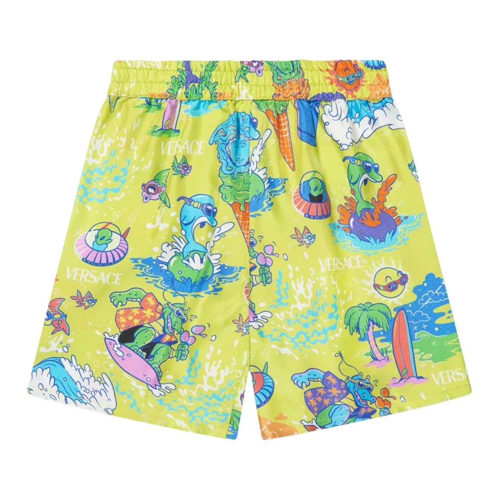 Versace Men's Yellow Silk Bermuda Shorts In