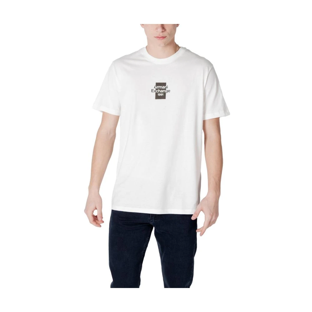 Armani Exchange Uomo Bianco Cotton Tshirt With Box Logo