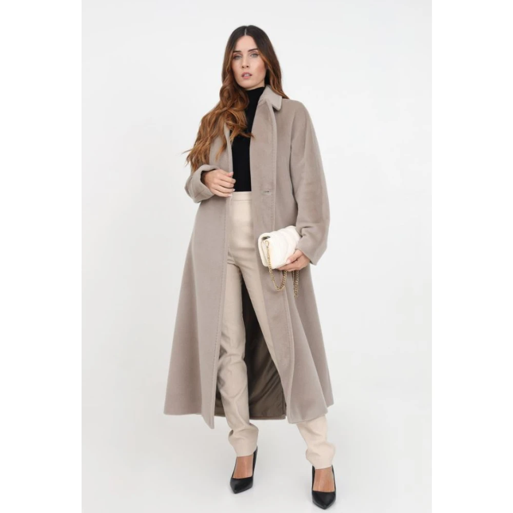 Max Mara Studio Grijze Double-Breasted Jassen met Riem Gray Dames