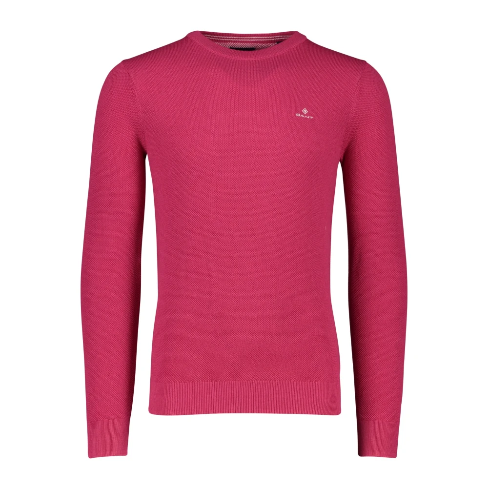Gant trui ronde hals roze effen 100% katoen