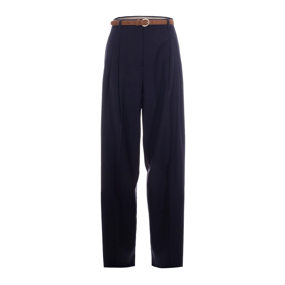 Max Mara Studio Women's Blue Bacio Wide Trousers