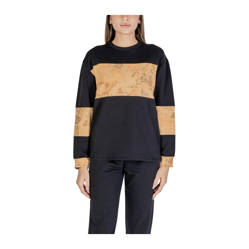 Alviero Martini 1a Classe Zwart Bedrukte Slip-On Sweatshirt Black Dames