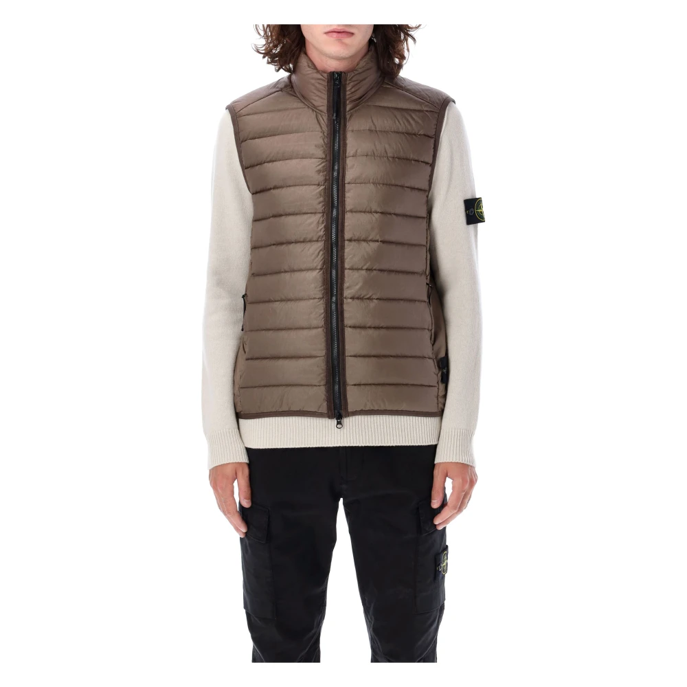 Stone Island Gewatteerde Walnoot Buitenkleding Vest Aw24 Brown Heren