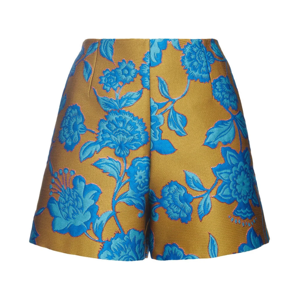 La DoubleJ Glanzende Jacquard Shorts Blue Dames