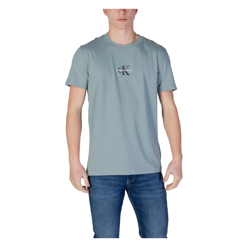 Calvin Klein Jeans Groene Effen Katoenen T-shirt Korte Mouwen Green Heren