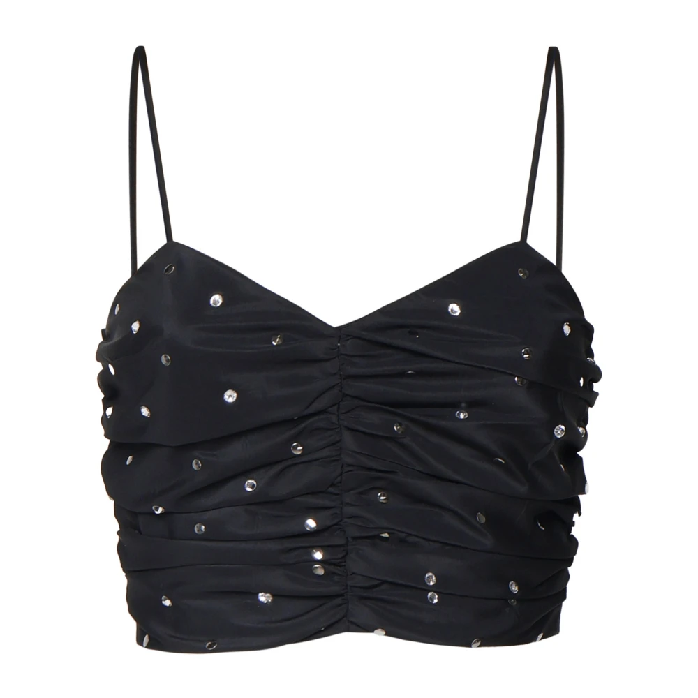 Pinko Zwarte Limousine Crop Top met Studs Black Dames