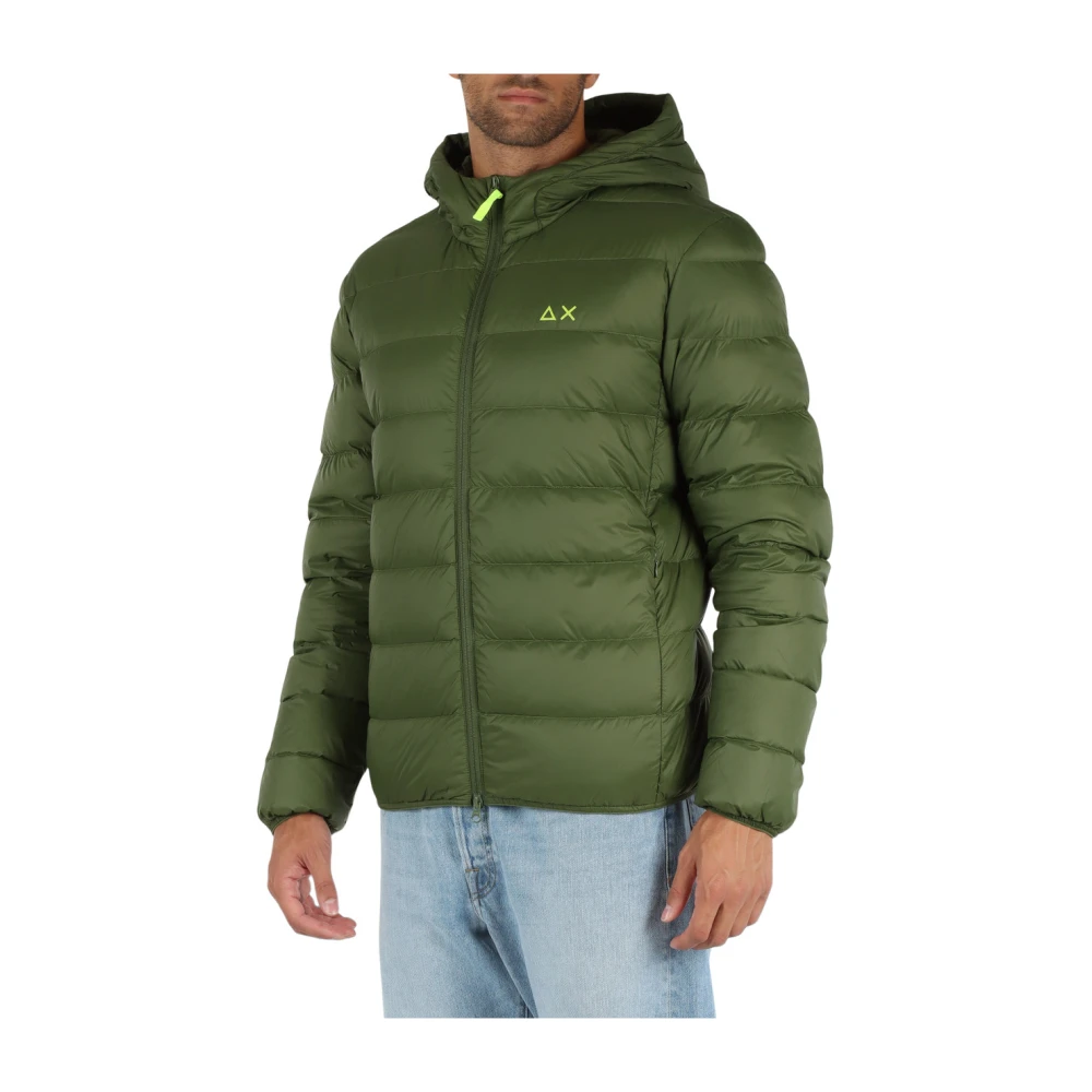 Sun68 Gewatteerde Opvouwbare Jas met Logoprint Green Heren