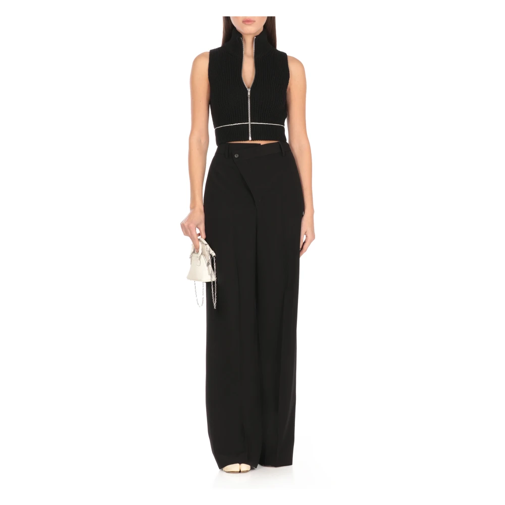 MM6 Maison Margiela Zwart Katoenen Gilet met Ritssluiting Black Dames