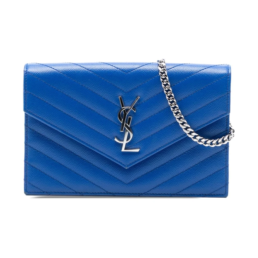 Saint Laurent Vintage Women's Blue Pre-Owned Chain Wallet