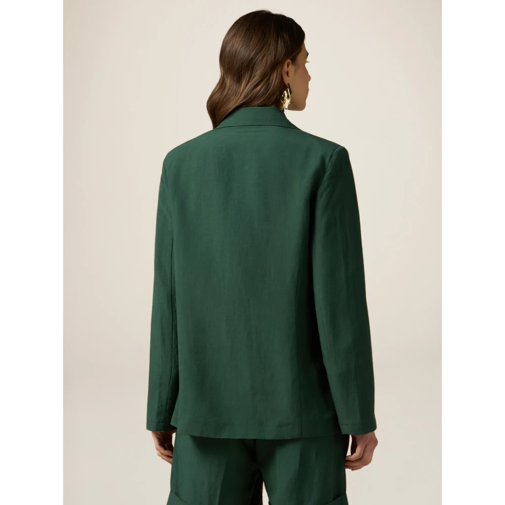 Oltre Linnen Blend Blazer Green Dames