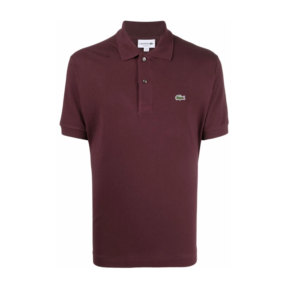 Lacoste Bordeaux Katoenen Poloshirt Logo Patch Red Heren