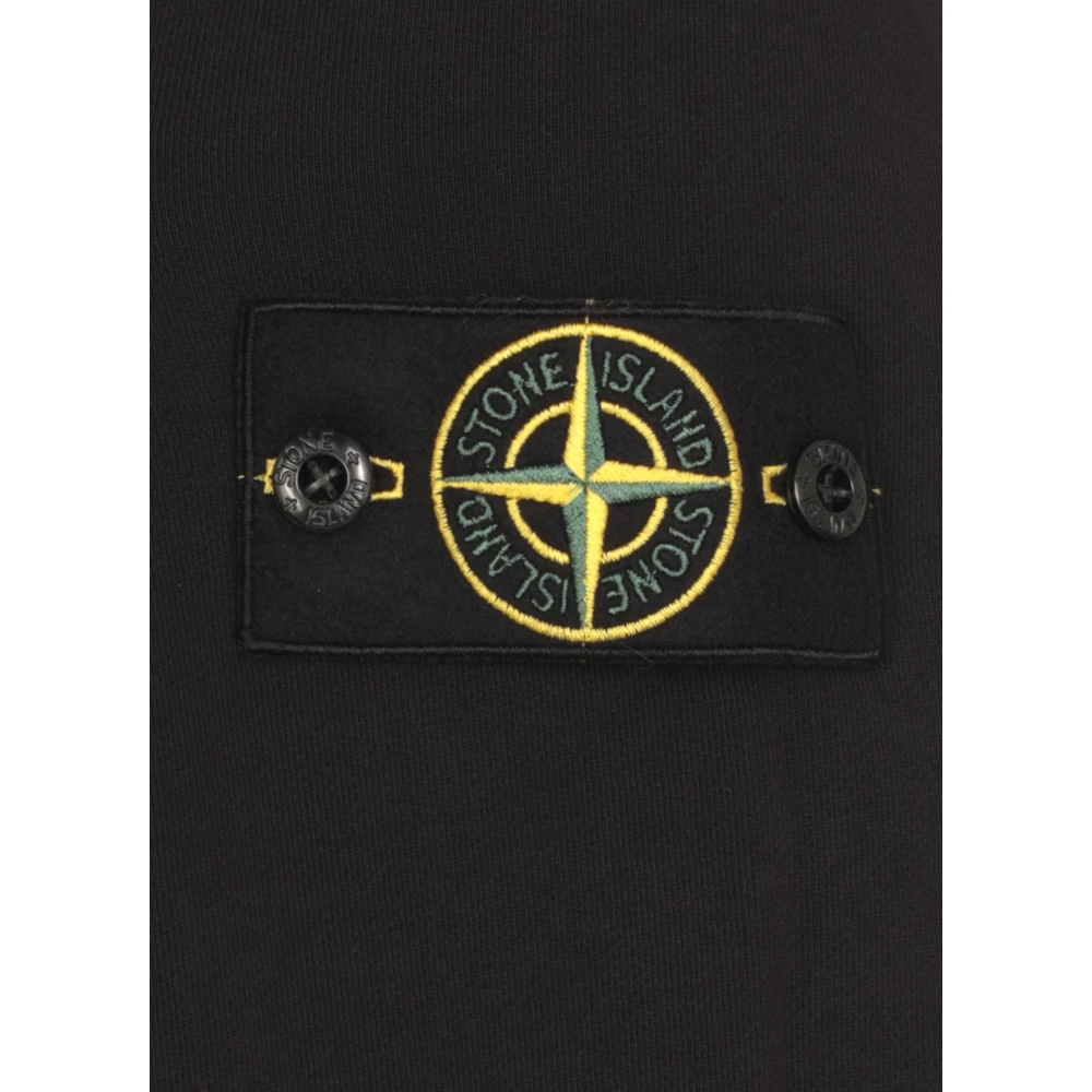 Stone Island Zwarte Katoenen Hoodie met Logopatch Black Heren