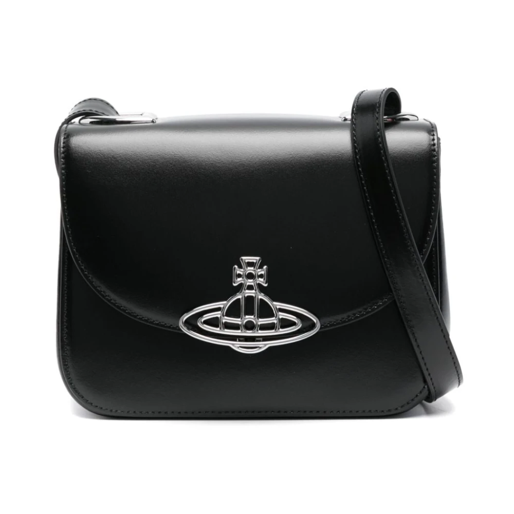 Vivienne Westwood Zwarte Leren Schoudertas Orb Black Dames