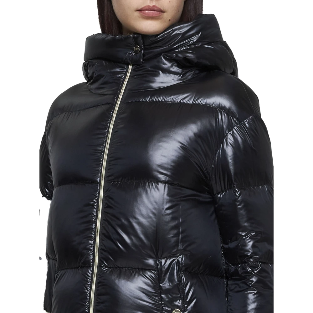 Herno Zwarte A-lijn Lange Parka Jas Black Dames