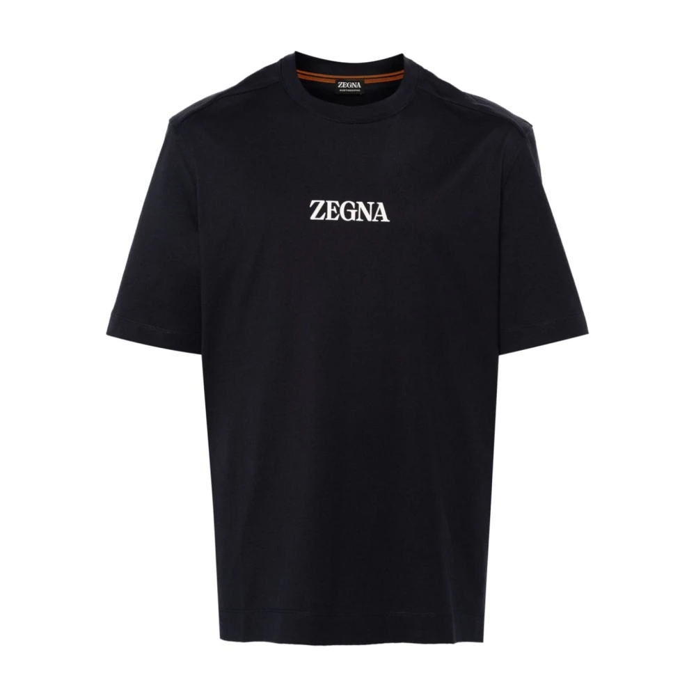 Ermenegildo Zegna Navy Blue Jersey Crew Neck T-shirts Black Heren