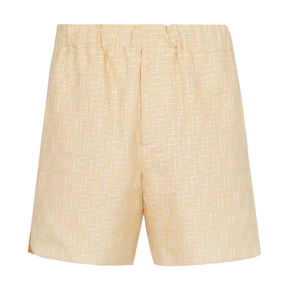 Fendi Men's Beige Shorts With Metal Hook Closure