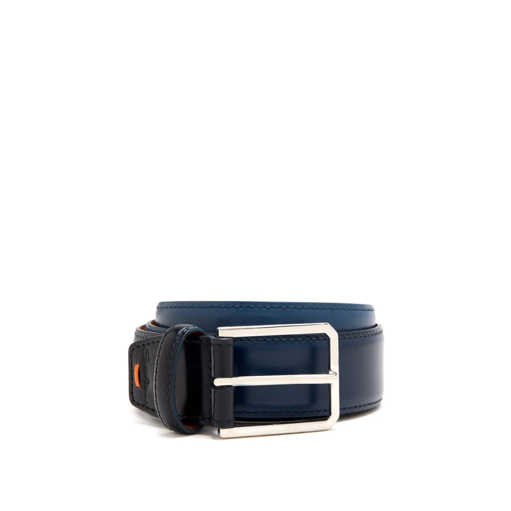 Santoni Men's Blue Belts, 120 Cm, Stylish Leather Belt With Unique Design