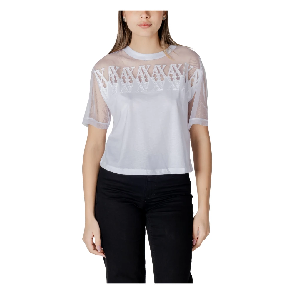 Armani Exchange Korte mouw katoenen T-shirt White Dames