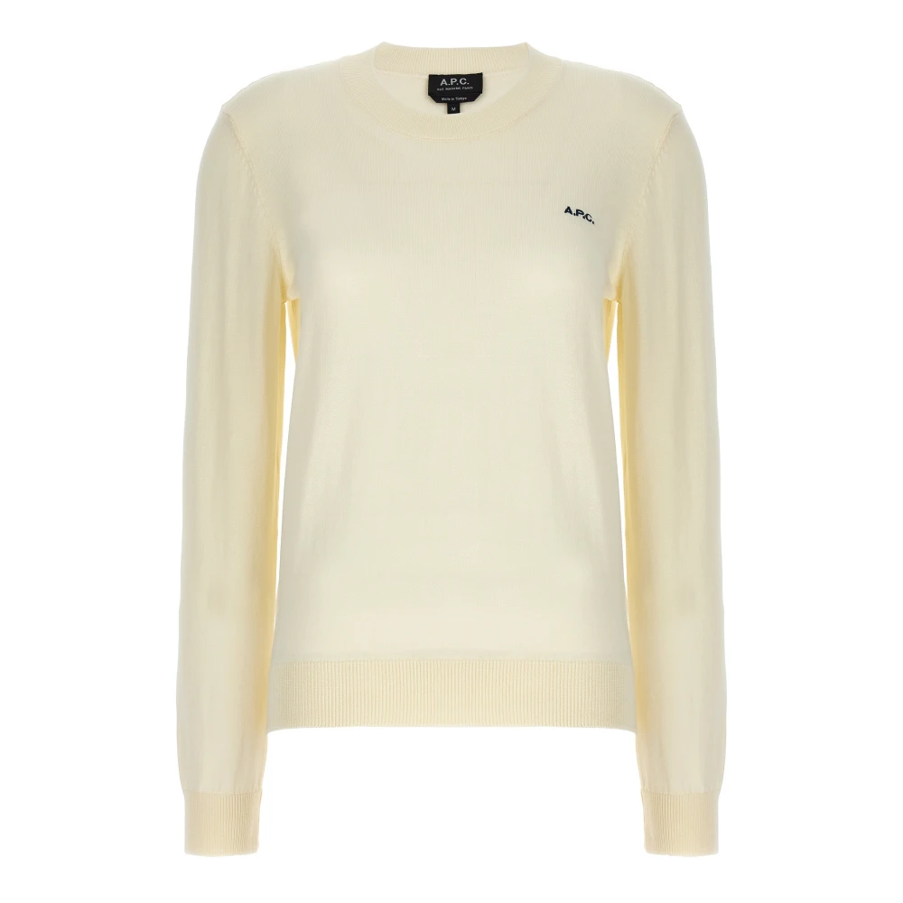 A.p.c. Women's Beige Victoria Jumper - Round-Neck Knitwear - L - Knitwear