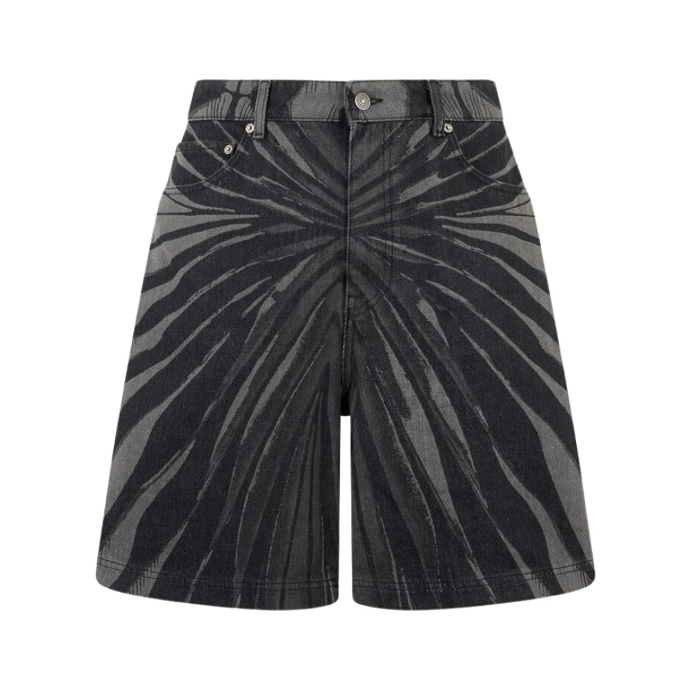 Roberto Cavalli Men's Black Ray Of Gold Print Bermuda Shorts - Denim Shorts - W34 - Shorts