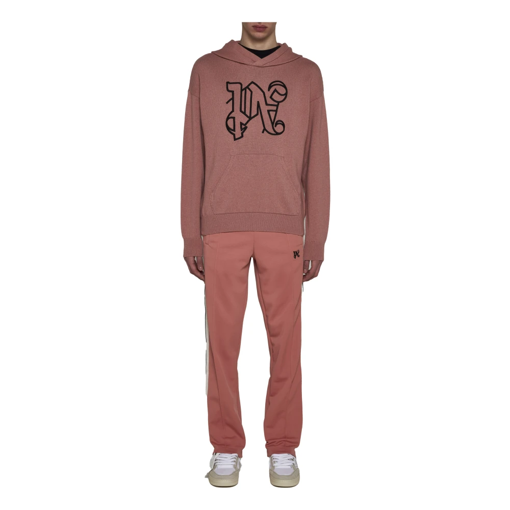 Palm Angels Zwarte Broek met Zijstreepdetail Pink Heren