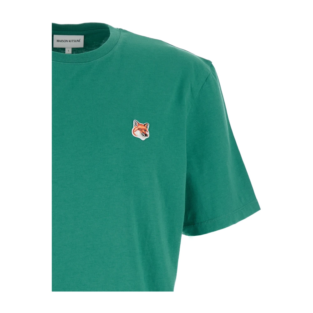 Maison Kitsuné Groene Fox Head Patch T-shirt Green Heren