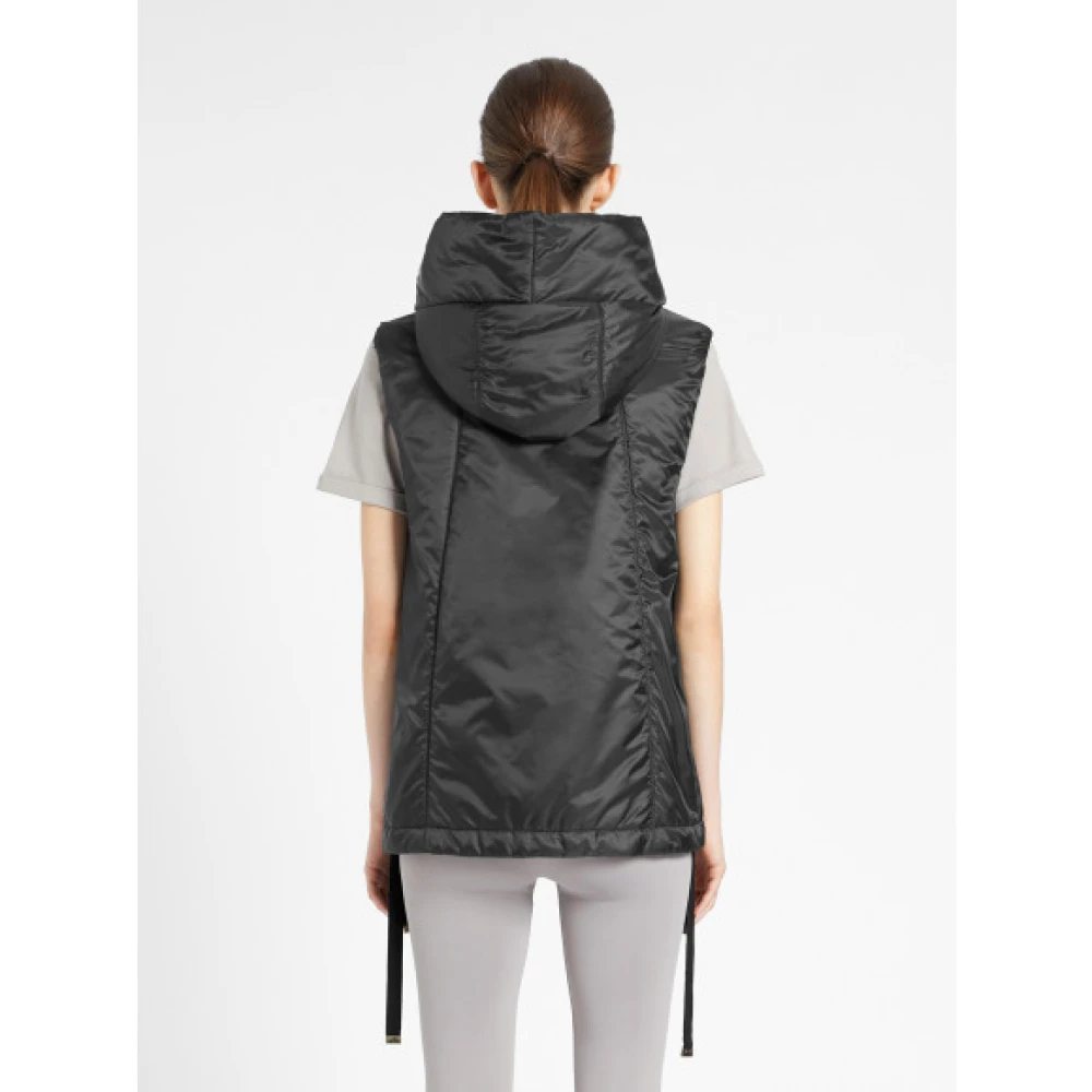 Max Mara Waterafstotende canvas gilet met capuchon Black Dames