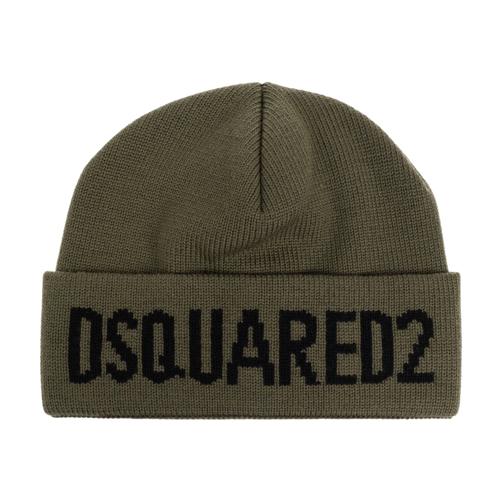 Dsquared2 Mannelijk Groente Accessoires Heren, Groen, One Size, Wol, Pet Met Logo