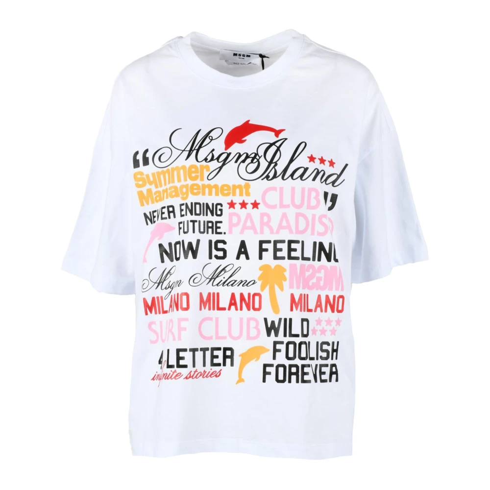 Msgm Katoenen T-shirt met unieke stijl White Dames