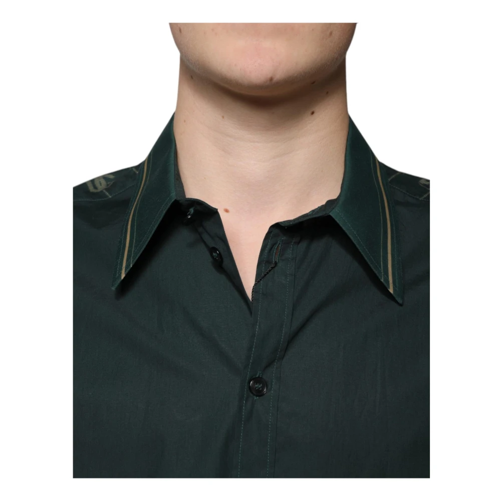 Dolce & Gabbana Groen Logo Print Casual Shirt Green Heren