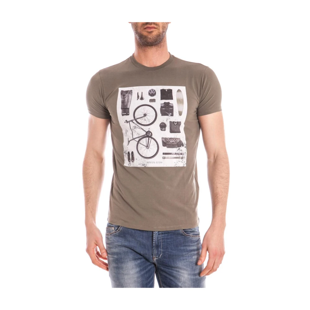 Armani Jeans Men's Green T-Shirt Sweatshirt - T-Shirts - L - Tops