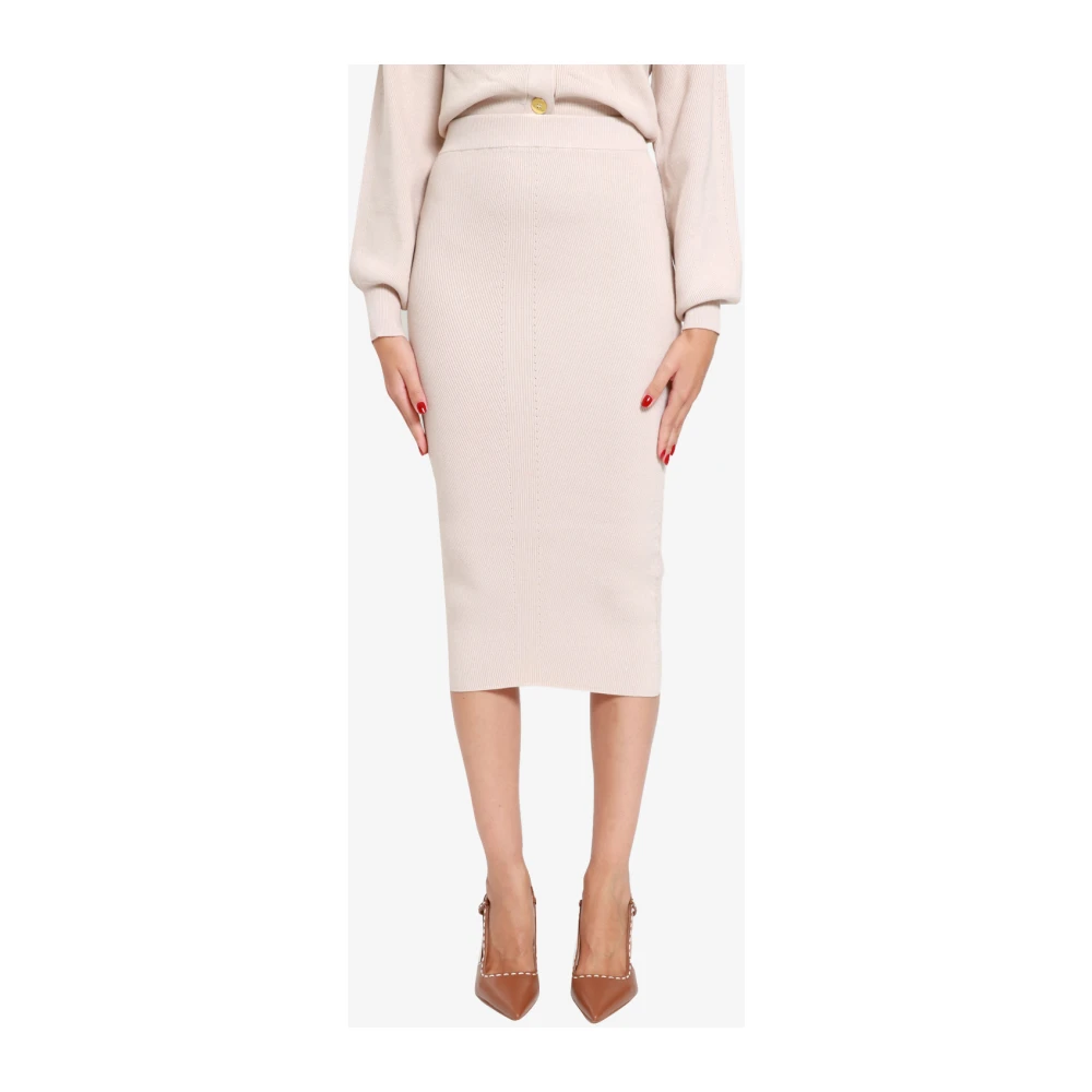 Kaos Geribbelde Viscose Blend Rok Pink Dames