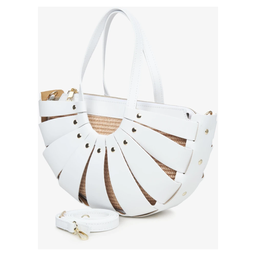 Estro Dames Witte Mand Handtas gemaakt van Echt Italiaans Leer Er00115557 White Dames