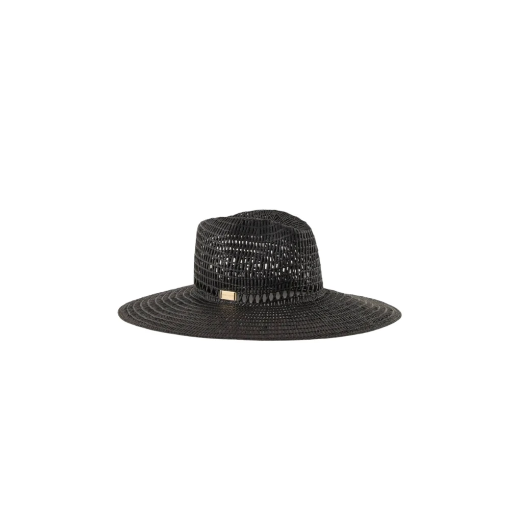 Emporio Armani Zwarte textielpapieren logoplaquette hoed Black Dames