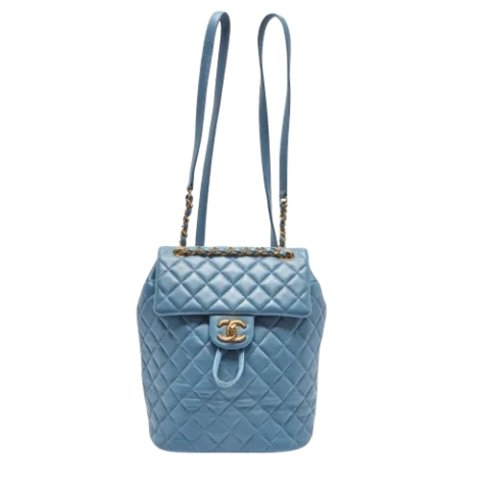 Chanel Vintage Pre-owned Leather backpacks Blue Dames
