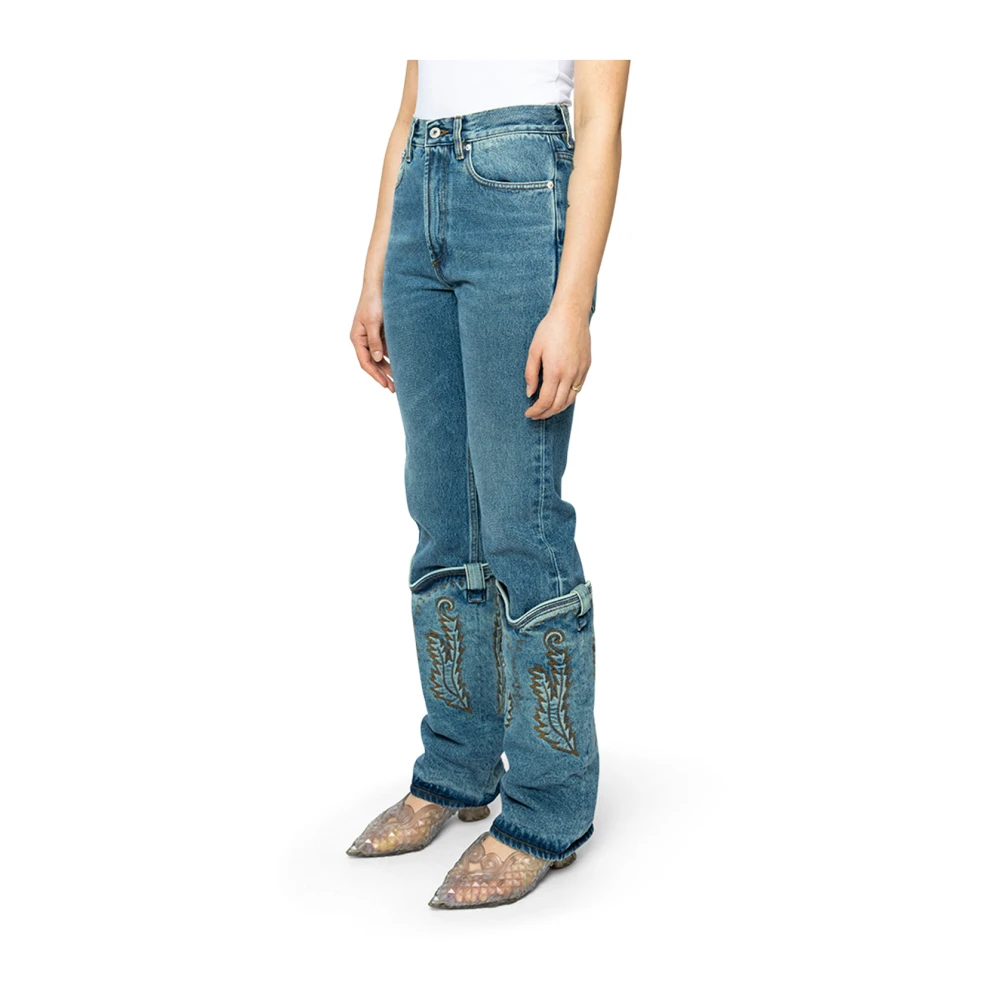 Y Project Vintage Blauwe Mini Cowboy Cuff Jeans Blue Dames