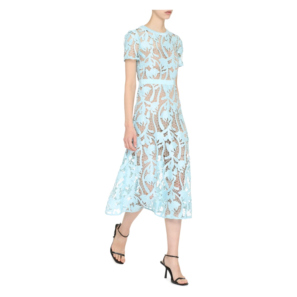 Self Portrait Kanten midi-jurk met nude-tone onderjurk Blue Dames