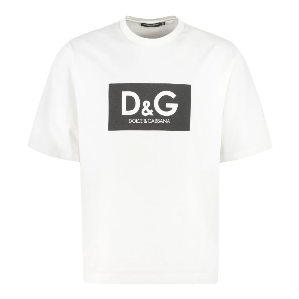 Dolce & Gabbana Geribbelde ronde hals katoenen T-shirt Beige Heren